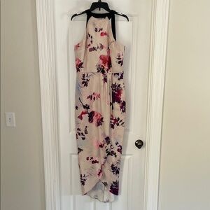 Little Mistress High Low Dress - Cream and Purple Floral